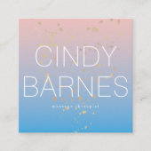 Rosa Blauer Gradient Gold Glitzer Sq. Visitenkarte (Vorderseite)