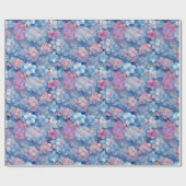 Rosa Blauer Hydrangeas Blütenblümchen im Blut Geschenkpapier (Flach)