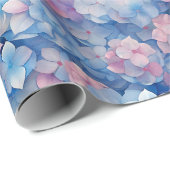 Rosa Blauer Hydrangeas Blütenblümchen im Blut Geschenkpapier (Rolleneckpunkt)
