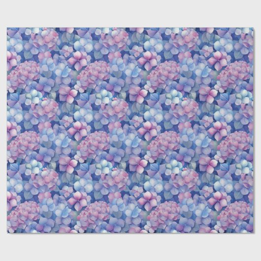 Rosa Blauer Hydrangeas Blütenblümchen im Blut Geschenkpapier (Flach)
