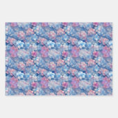Rosa Blauer Hydrangeas Blütenblümchen im Blut Geschenkpapier Set (Vorderseite 3)