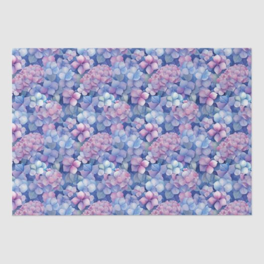 Rosa Blauer Hydrangeas Blütenblümchen im Blut Seidenpapier (Vorderseite)