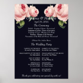 Rosa blauer Jahrgang Hochzeit Programm Poster (Vorne)