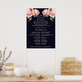 Rosa blauer Jahrgang Hochzeit Programm Poster (Küche)