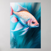 Rosa Blauer Khalk Zeichnend Fisch III Poster (Vorne)