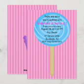 Rosa & Blauer Lollipop Girls zum Geburtstag Einlad Einladung (Vorne/Hinten)