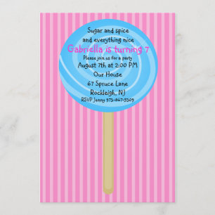 Rosa & Blauer Lollipop Girls zum Geburtstag Einlad Einladung