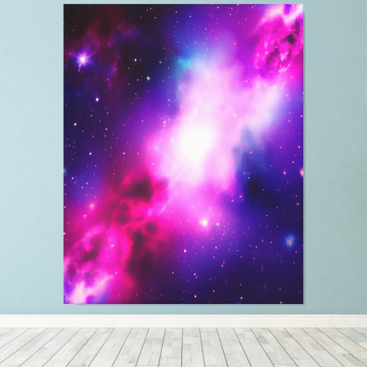 Rosa Blauer Nebel Galaxie Kunstgepflegte Leinwand (Insitu (Holzboden))