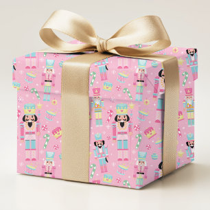 Rosa-blauer Nussknacker-Weihnachtsbonbon-Muster Geschenkpapier
