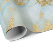 Rosa Blauer Pastell Gold Marble Metallic Geschenkpapier (Rolleneckpunkt)
