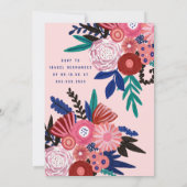 Rosa Blauer Roter Glitzer Floral Acrylic Quinceañe Einladung (Rückseite)