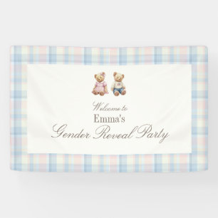 Rosa-blauer Teddybär-Baby-Party-Hintergrund Banner