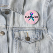 Rosa, blauer u. rosa Band-Überlebender Button (Beispiel)