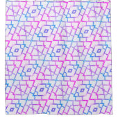 Rosa Blauer und weißer geometrischer Duschvorhang (Vorderseite)