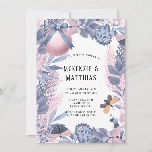 Rosa Blauer Weihnachtsgebäck Polterabend Einladung (Vorderseite)