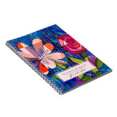 Rosa blaues abstraktes, modernes Blumennotebook Notizblock (Rechte Seite)