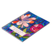 Rosa blaues abstraktes, modernes Blumennotebook Notizblock (Linke Seite)