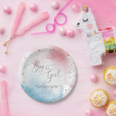 Rosa blaues Aquarellgeschlecht offenbartes Party Pappteller (Party)