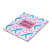 Rosa blaues Aquarellmuster fügt Namenstext hinzu Fliese (Seite)