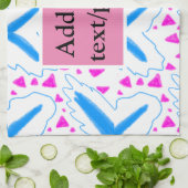 Rosa blaues Aquarellmuster fügt Namenstext hinzu Geschirrtuch (Gefaltet)