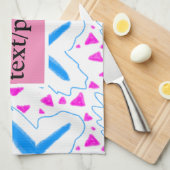 Rosa blaues Aquarellmuster fügt Namenstext hinzu Geschirrtuch (Viertel Falte)