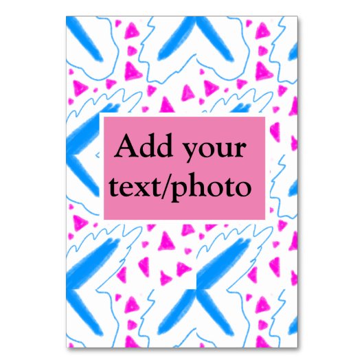 Rosa blaues Aquarellmuster fügt Namenstext hinzu Tischnummer (Vorderseite)