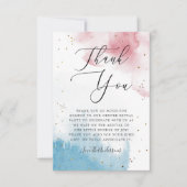 Rosa blaues Aquarellwaschgeschlecht offenbartes Pa Dankeskarte (Vorderseite)