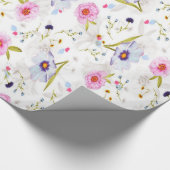 Rosa, blaues Blumenmuster Geschenkpapier (Ecke)