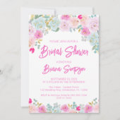 Rosa blaues Brautparty Einladung (Vorderseite)