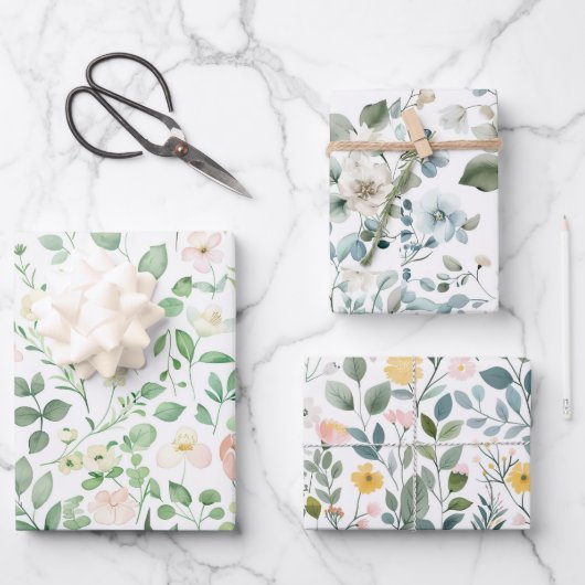 Rosa blaues Brautparty Hochzeit Geschenkpapier Set (Vorderseite)