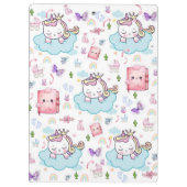 Rosa, Blaues Einhorn Regenbogen Katze Klemmbrett (Rückseite)