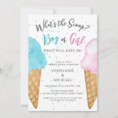 Rosa blaues Eiscreme-Gender-Party Einladung (Vorderseite)