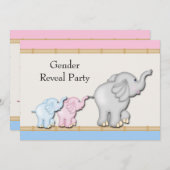 Rosa blaues Elefantengeschlecht offenbart Party Einladung (Vorne/Hinten)