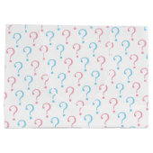 Rosa blaues Fragezeichen Geschlecht offenbart Part Große Geschenktüte (Rückseite)