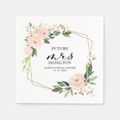 rosa blaues geometrisches Brautparty Serviette (Vorderseite)