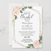 rosa blaues geometrisches Laufwerk mit floraler Ge Einladung (Vorderseite)