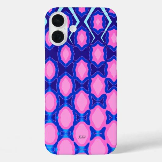 rosa Blaues geometrisches Muster Case-Mate iPhone Hülle (Rückseite)