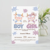 Rosa-blaues Geschlecht der heiligen Kuh Einladung (Stehend Vorderseite)