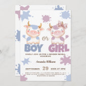 Rosa-blaues Geschlecht der heiligen Kuh Einladung (Vorne/Hinten)