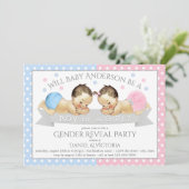 Rosa blaues Geschlecht offenbart Baby Duwer Einlad Einladung (Stehend Vorderseite)