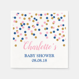 Rosa blaues Gold punktiert Babyparty-Servietten Serviette