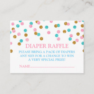 Rosa blaues Gold punktiert Windelraffle-Karte Begleitkarte