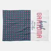 Rosa blaues Herz Bestes Grandma Muttertag Geschirrtuch (Horizontal)