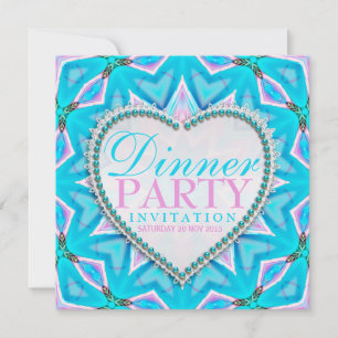 Rosa Blaues Mandala Boho Dinnerparty-Einladung Einladung