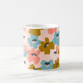 Rosa blaues Monogramm-Blumen-Muster-Tasse Kaffeetasse (Mittel)