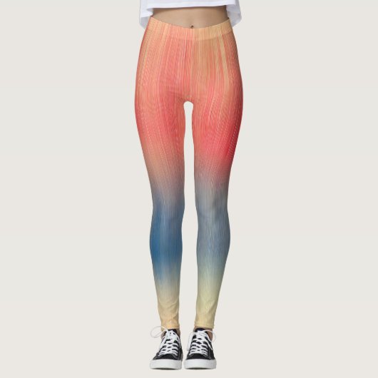 Rosa blaues Muster Leggings (Vorderseite)