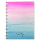 Rosa blaues Ombre Aquarell | addieren Ihren Namen Notizblock (Vorderseite)