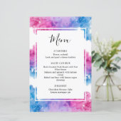 Rosa blaues Rauchen Gender Reveal Party Food Menu (Stehend Vorderseite)