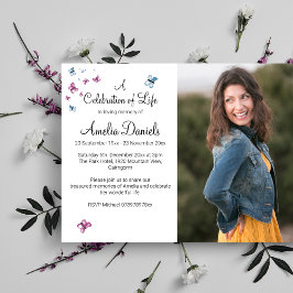 Rosa blaues Schmetterlingsstift-Foto in liebenswer Einladung