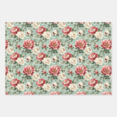 Rosa blaues Shabby Chic Vintages Blumenwasser Geschenkpapier Set (Vorderseite 2)